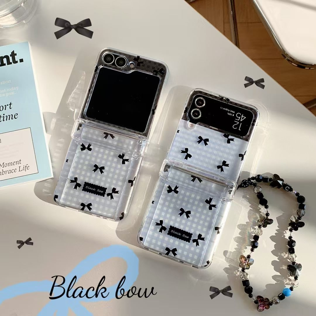 Black Bow Gingham For Samsung Galaxy Z Flip Case And Cute Bow Print Wi