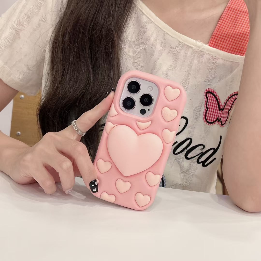Pink Phone 3d Heart Phone Case Iphone 11 Pink 3D Bubble Pop Heart