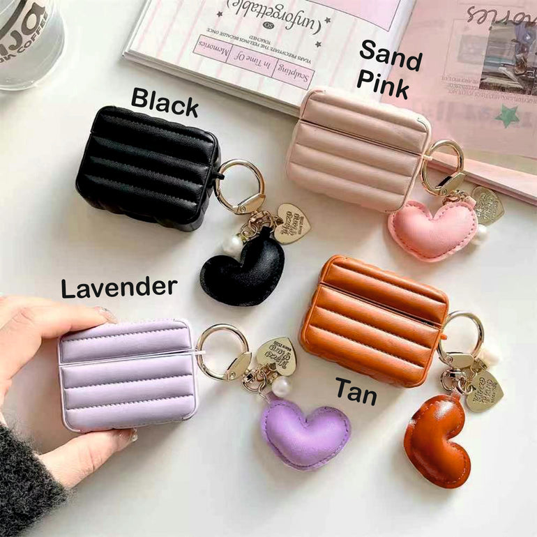 Puffer Leather Airpod Case With Heart Charm – Kalakaar Indiaa