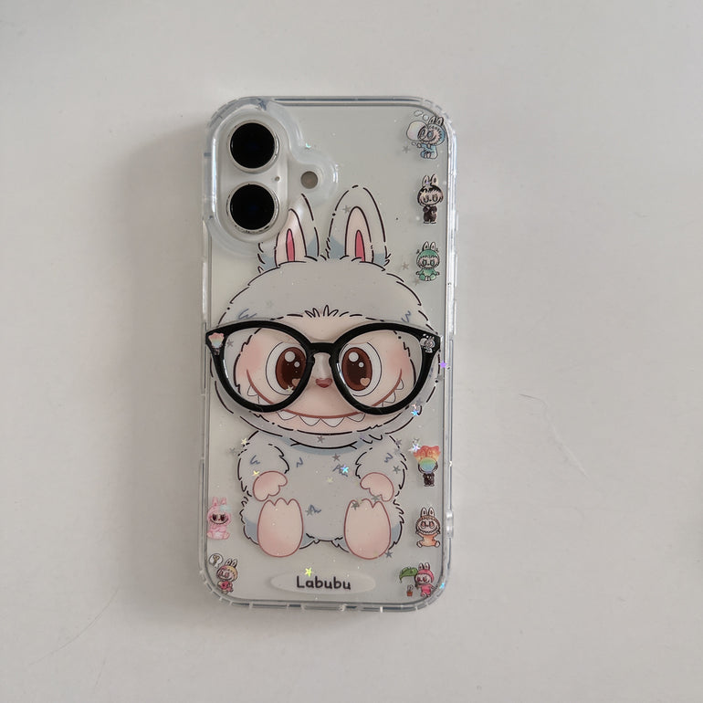 Cute Clear iPhone Case With Cute Glasses Design & Plush Charms – Cute – Kalakaar Indiaa Cute Clear iPhone Case With Cute Glasses Design & Plush Charms – Cute – Kalakaar Indiaa