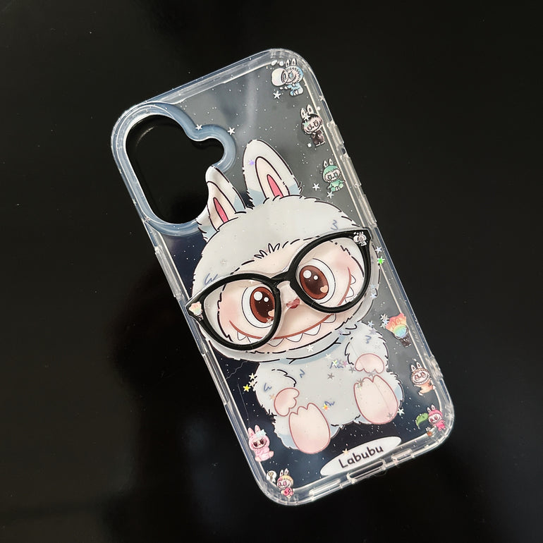 Cute Clear iPhone Case With Cute Glasses Design & Plush Charms Cute Kalakaar Indiaa Cute Clear iPhone Case With Cute Glasses Design & Plush Charms Cute Kalakaar Indiaa