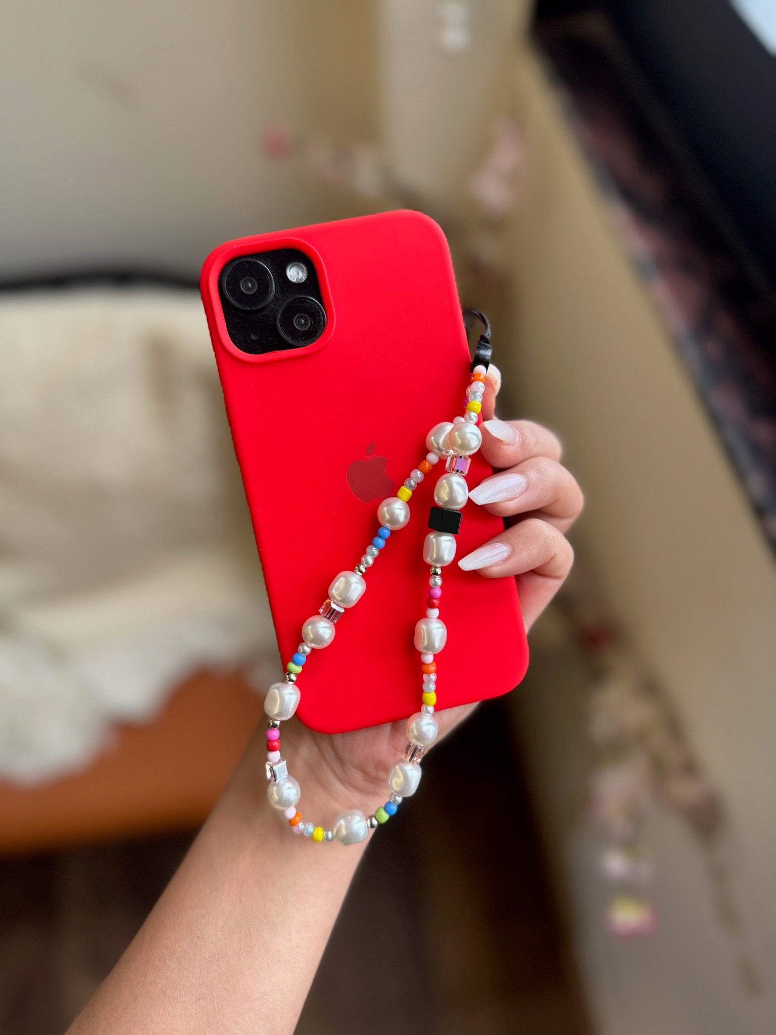 Multicolor Pearl Beaded Phone Charm Strap - Kalakaar Indiaa