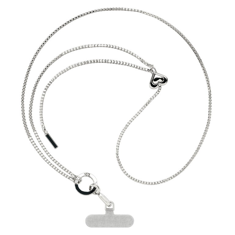 Metal Heart Cross-body Strap - Glossy Silver - Kalakaar Indiaa