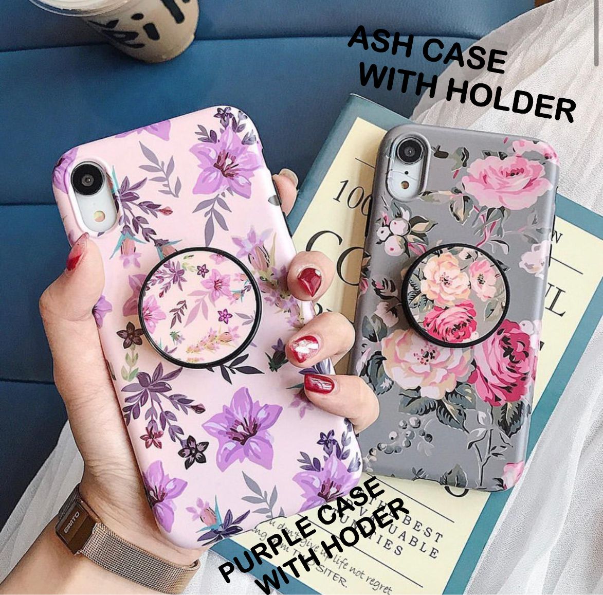 Ash And Purple Slim Case Cover With Holder - Kalakaar Indiaa