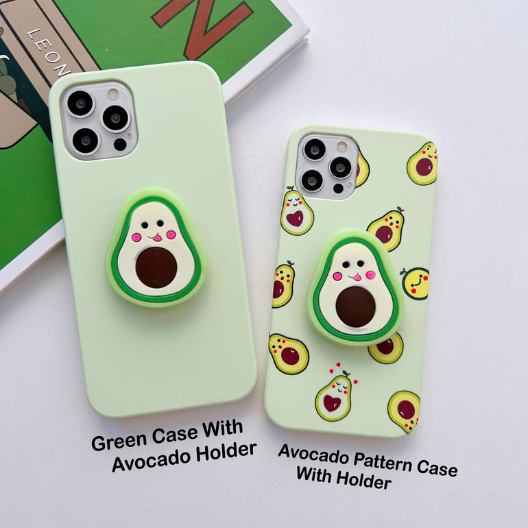 Cute Avocado Pattern Slim Case Cover With Holder - Kalakaar Indiaa