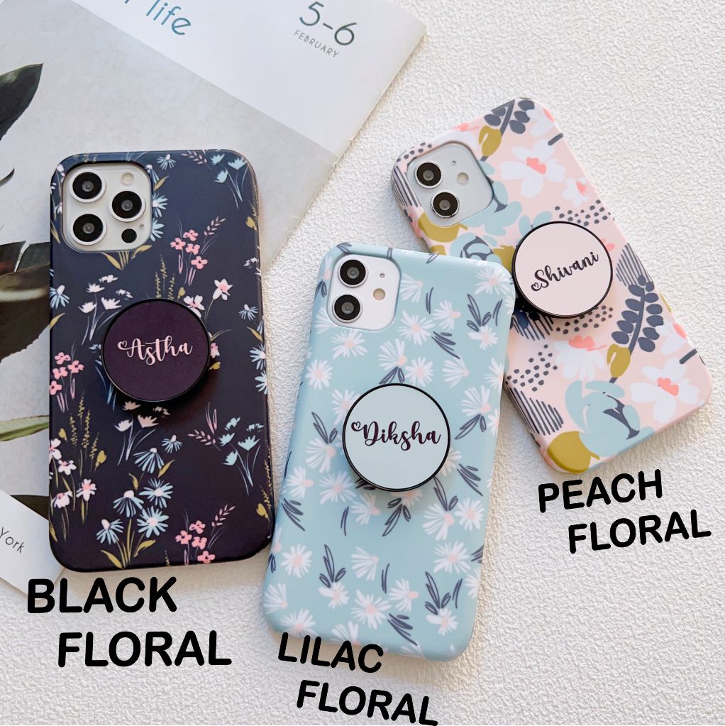 Floral Trio Slim Case Cover With Customised Holder - Kalakaar Indiaa