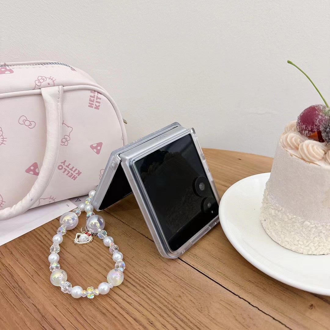 雑貨・小物 Glitter Kitty Designer Case For Samsung Galaxy Z Flip With Charm