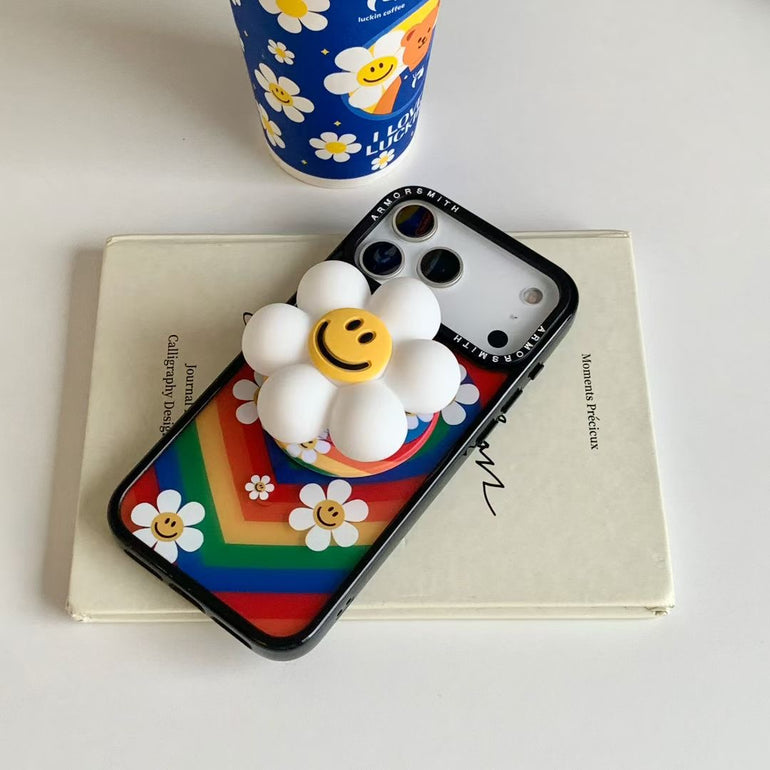 Smiley Flower iPhone Cover With Charm & MagSafe Holder - Kalakaar Indiaa