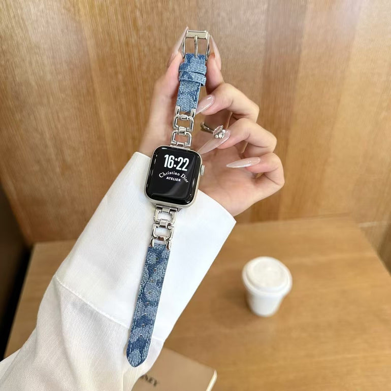 Apple Watch Band Dior Elegant Chain-Link IWatch Band With Blue