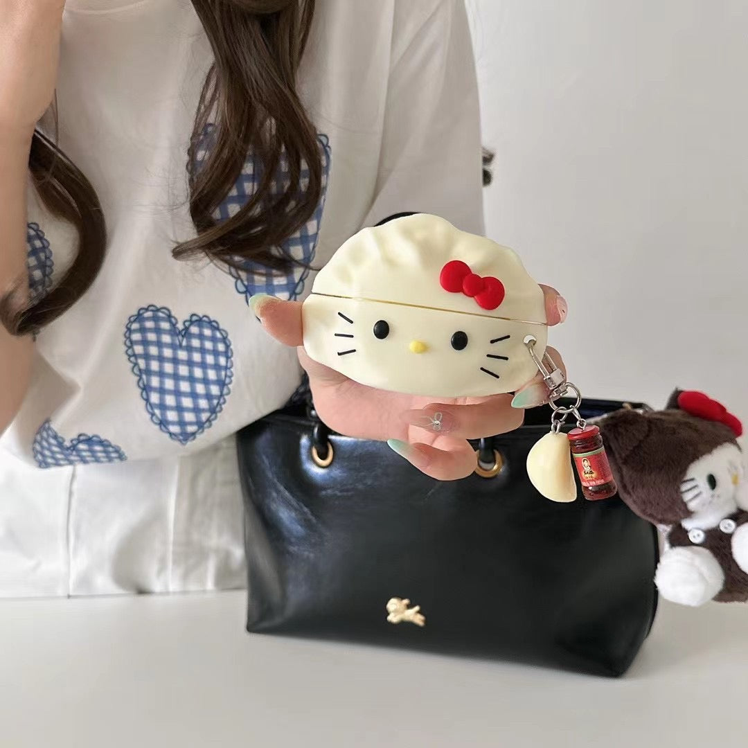 Cute Kitty Dumpling AirPods Case – 3D Soft Silicone Cover – Kalakaar Indiaa