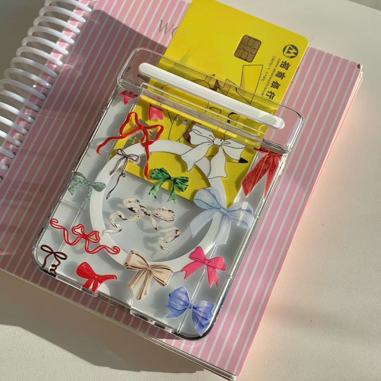 Coquette Bow Clear Case with MagSafe Holder & Charm for Samsung Z Flip - Kalakaar Indiaa