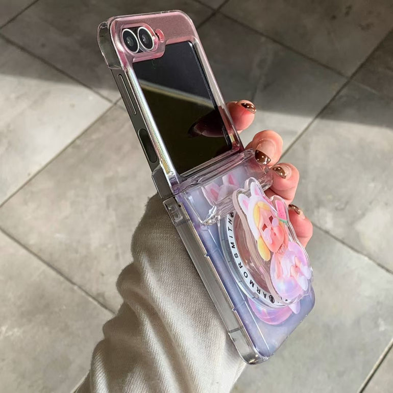 Crying Baby Cartoon Clear Case with Beaded Charm for Samsung Z Flip - Kalakaar Indiaa