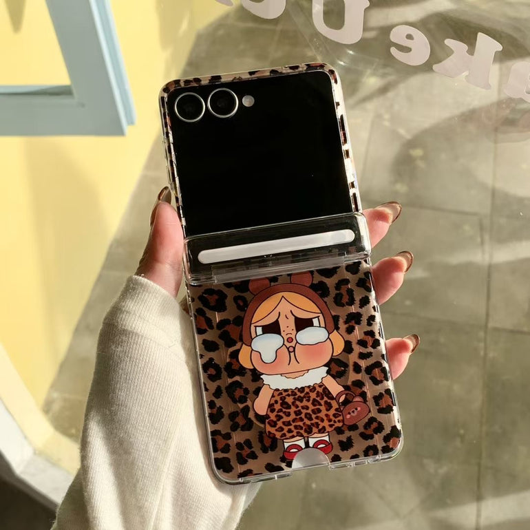 Crying Baby Cartoon Clear Case with Beaded Charm for Samsung Z Flip - Kalakaar Indiaa