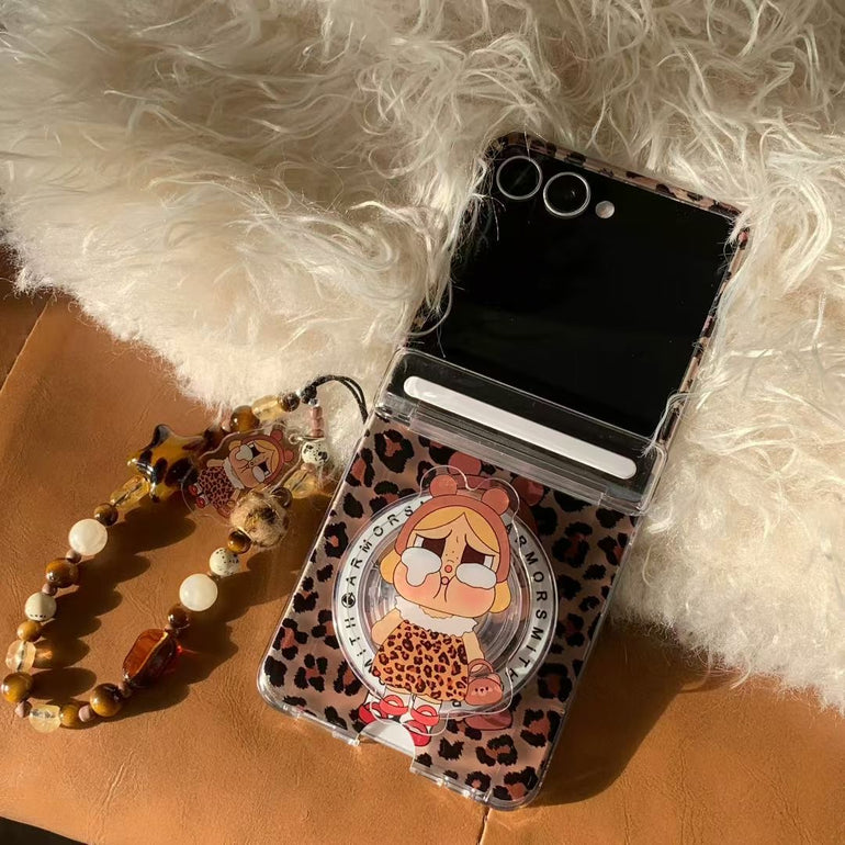 Crying Baby Cartoon Clear Case with Beaded Charm for Samsung Z Flip - Kalakaar Indiaa