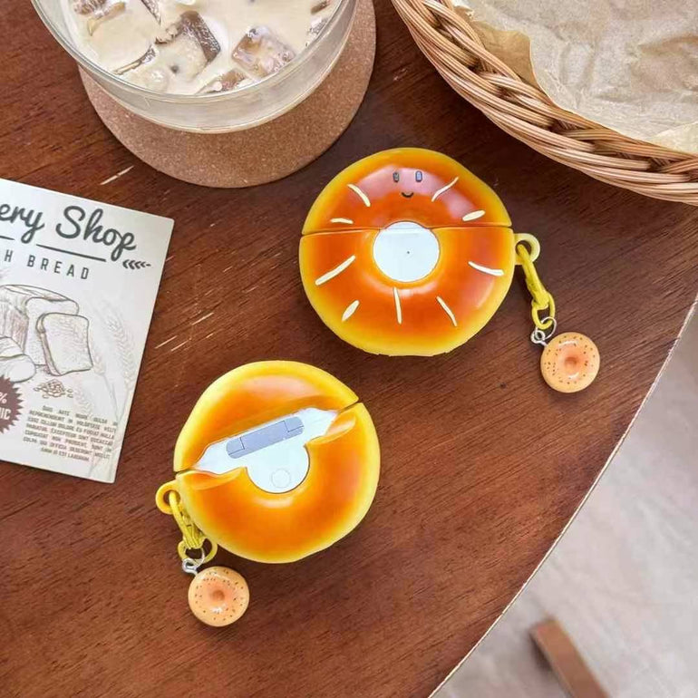 Cute Smiley Donut Airpod Case With Donut Charm