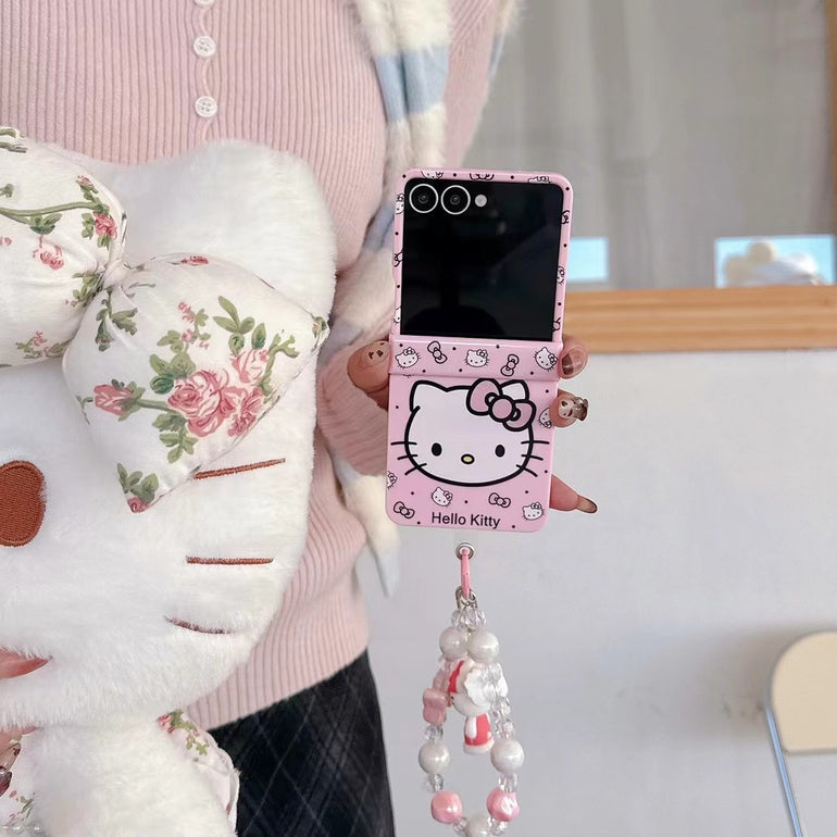 Hello Kitty Pink Case with Pearl Charm for Samsung Z Flip - Kalakaar Indiaa