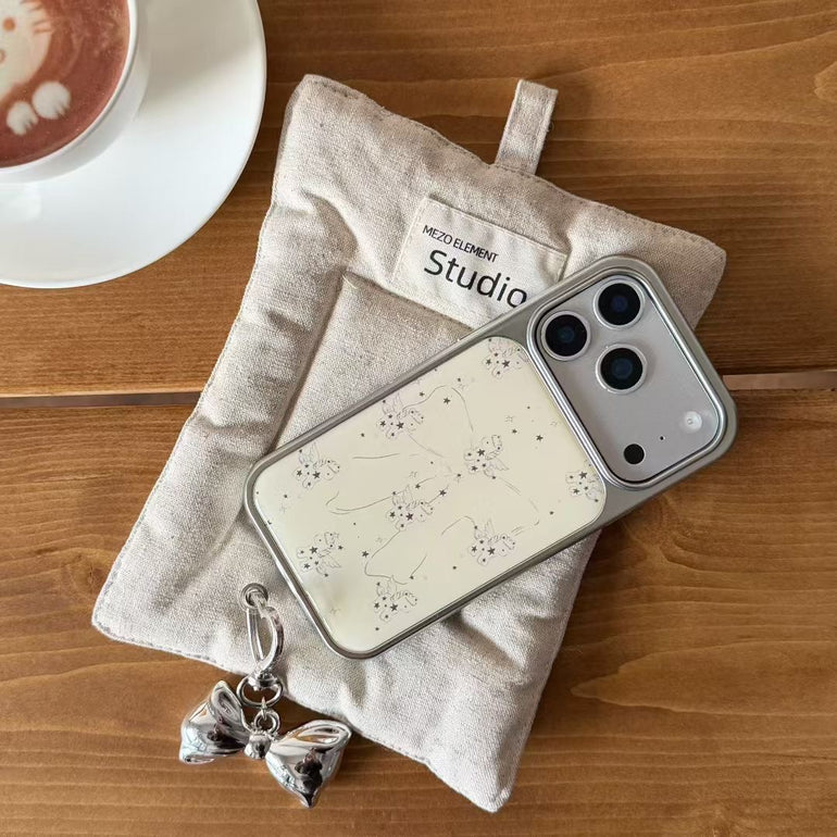 Angel Print Premium Case with Metal Bow Charm for iPhone - Kalakaar Indiaa