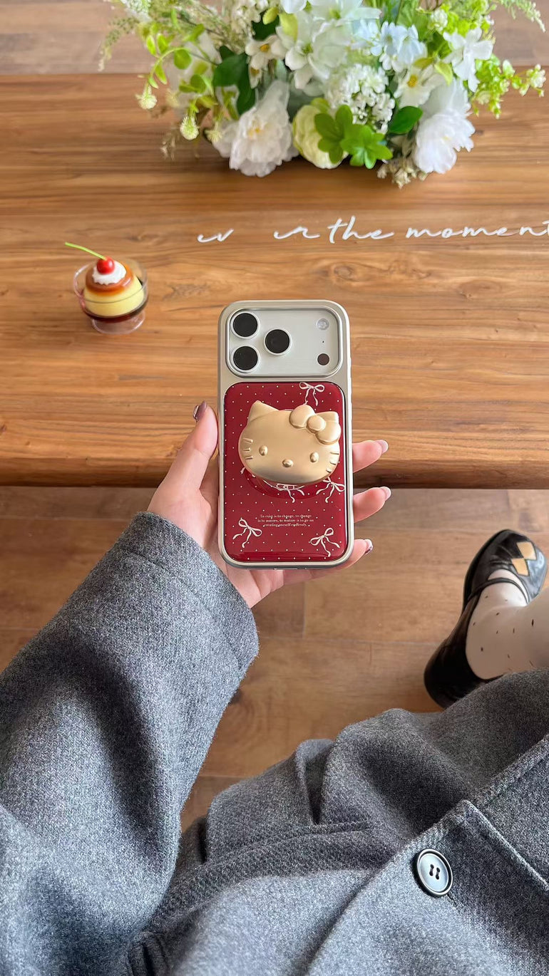 Cute Kitty Matte iPhone Case with Cat Phone Holder – Aesthetic Protective Cover - Kalakaar Indiaa