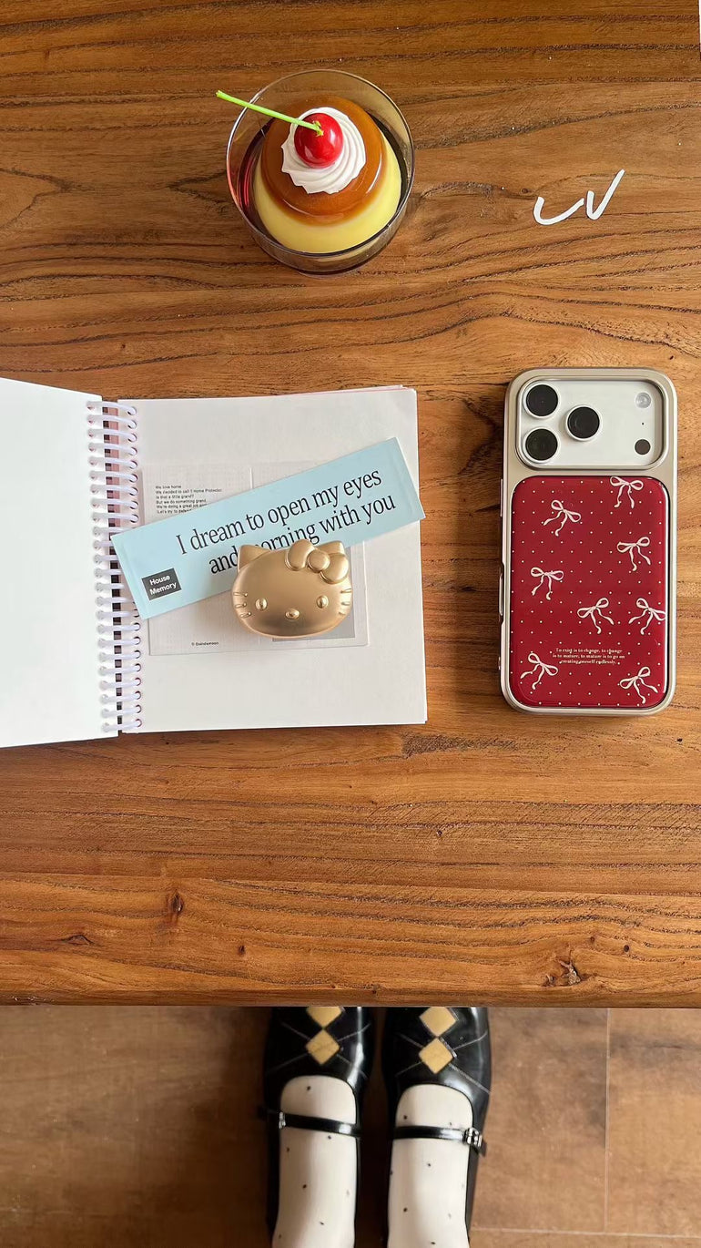 Cute Kitty Matte iPhone Case with Cat Phone Holder – Aesthetic Protective Cover - Kalakaar Indiaa