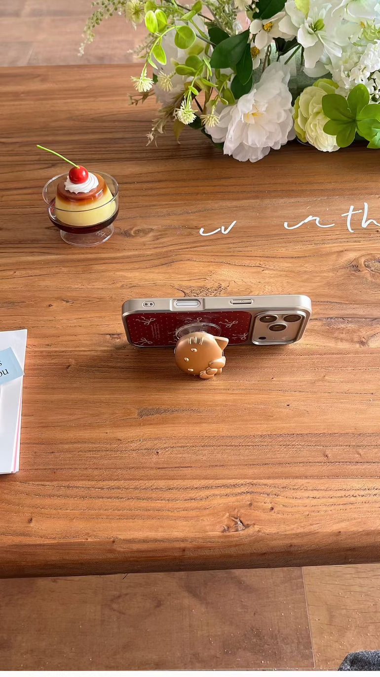 Cute Kitty Matte iPhone Case with Cat Phone Holder – Aesthetic Protective Cover - Kalakaar Indiaa