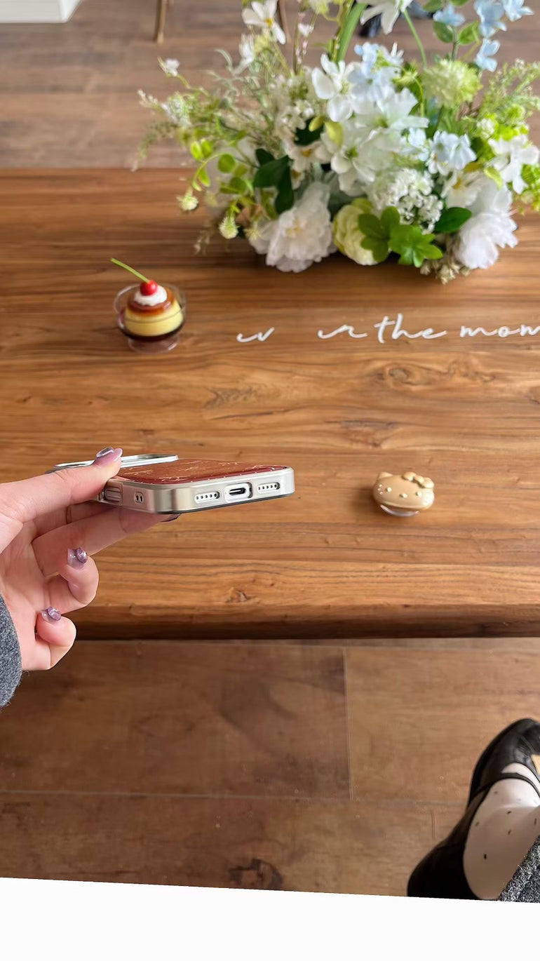 Cute Kitty Matte iPhone Case with Cat Phone Holder – Aesthetic Protective Cover - Kalakaar Indiaa