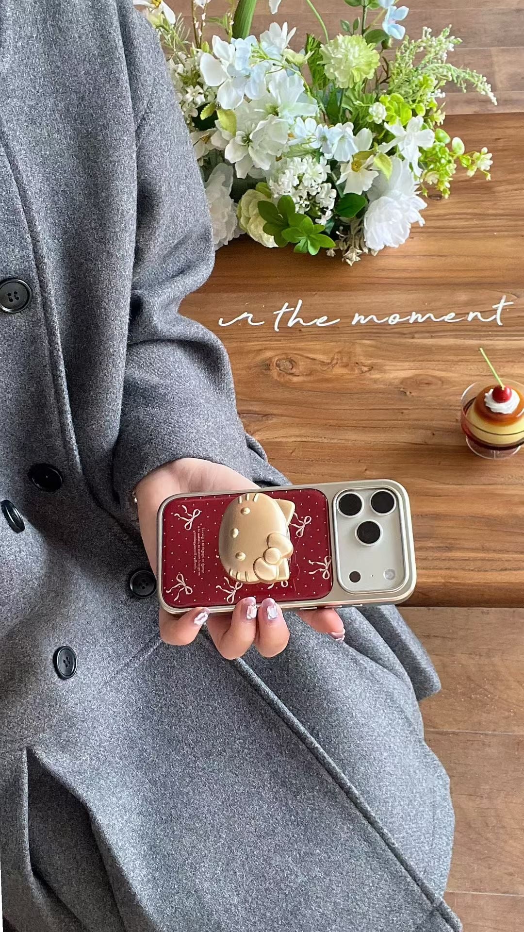 Cute Kitty Matte iPhone Case with Cat Phone Holder – Aesthetic Protective Cover - Kalakaar Indiaa