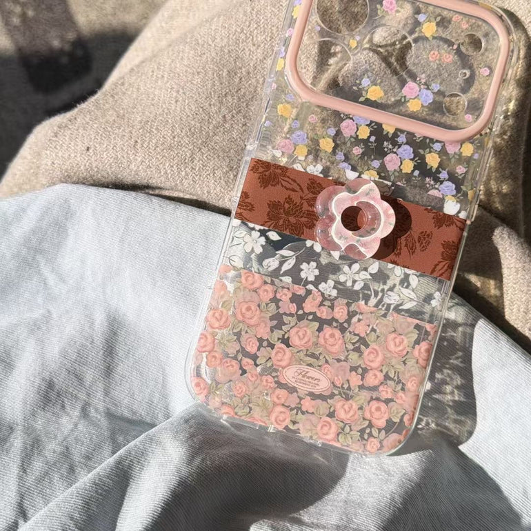 Cute Floral Transparent iPhone Case – Aesthetic Clear Protective Cover - Kalakaar Indiaa