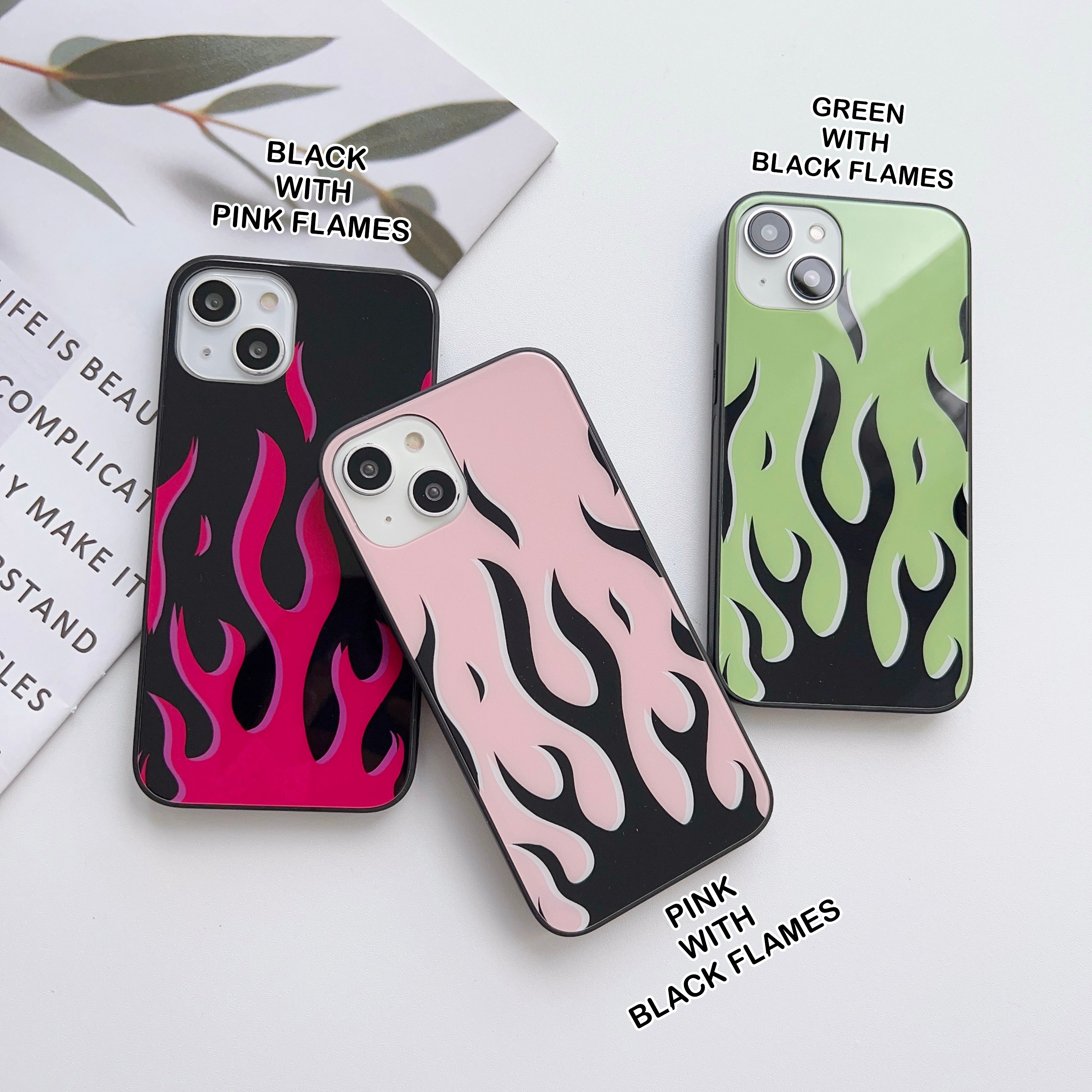 Multicolor Flames Glass Case - Kalakaar Indiaa