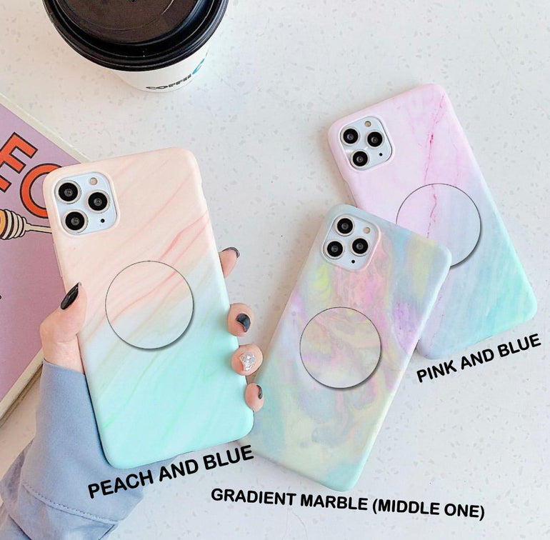 The Pink And Peach Gradient Marble Slim Case Cover With Holder - Kalakaar Indiaa