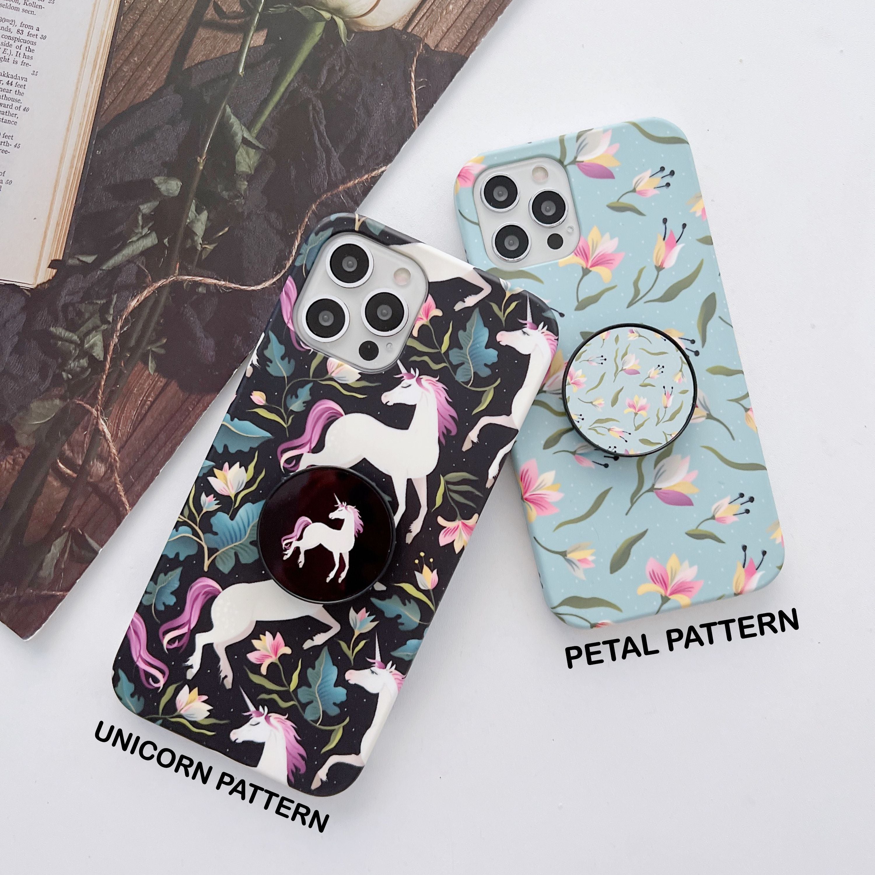 Unicron & Petal Pattern Slim Case Cover With Holder - Kalakaar Indiaa