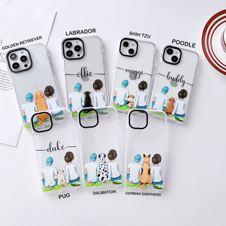 iPhone Impact Proof Customised Silicon Case ( Couple With A Dog ) - Kalakaar Indiaa