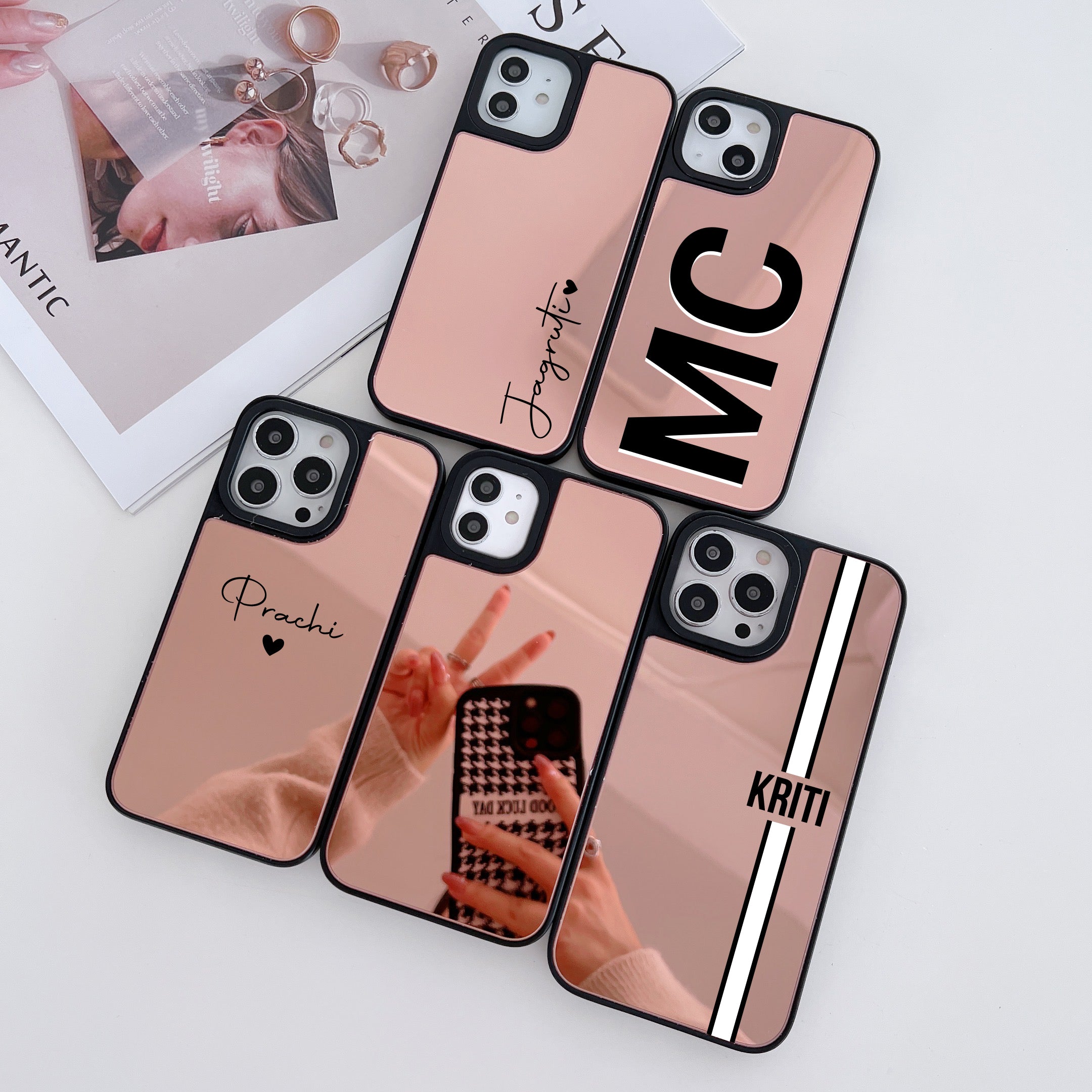 Reflective Mirror Customised Case for iPhone Rose Gold