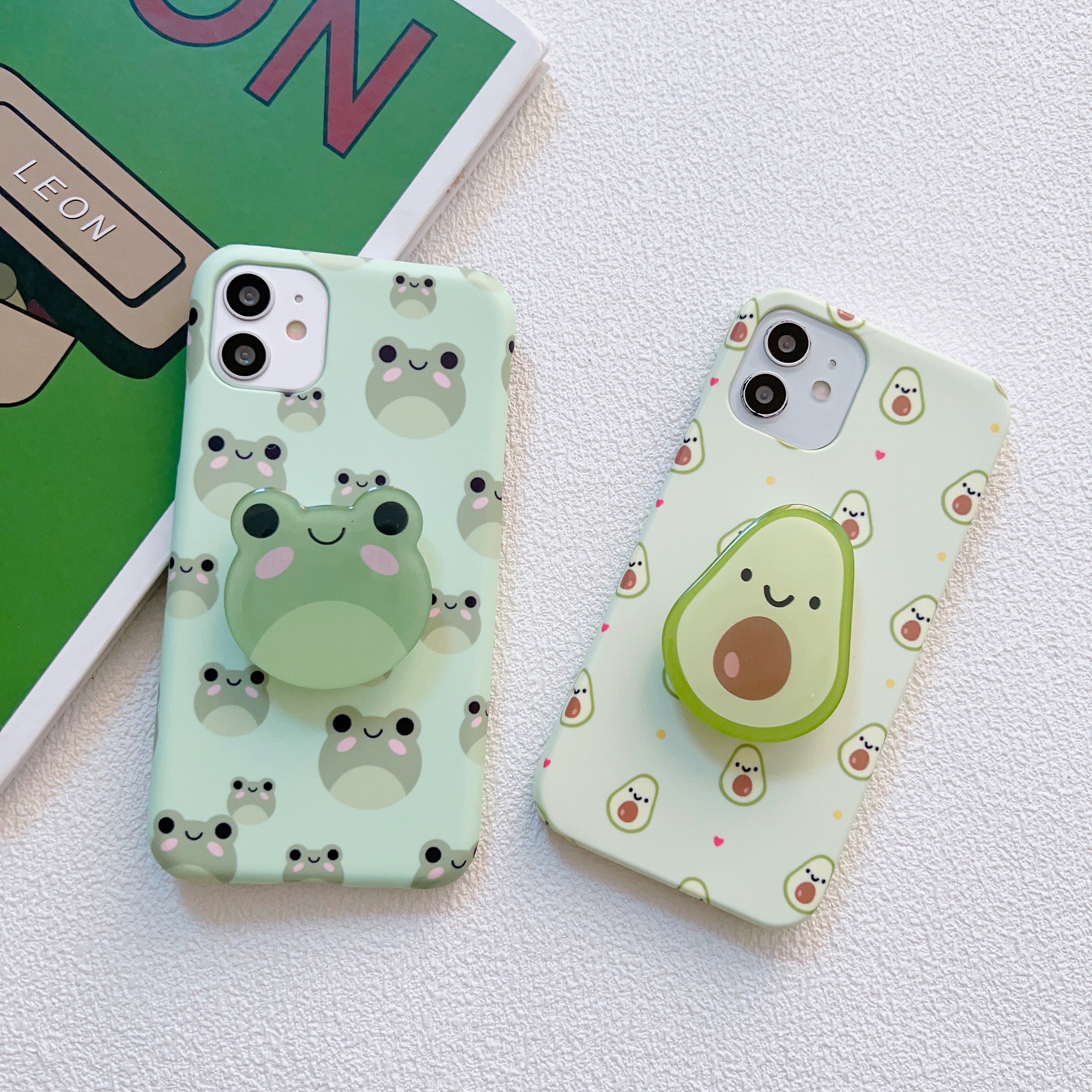 Cute Baby Avocado and Baby Frog Slim Case Cover With Holde