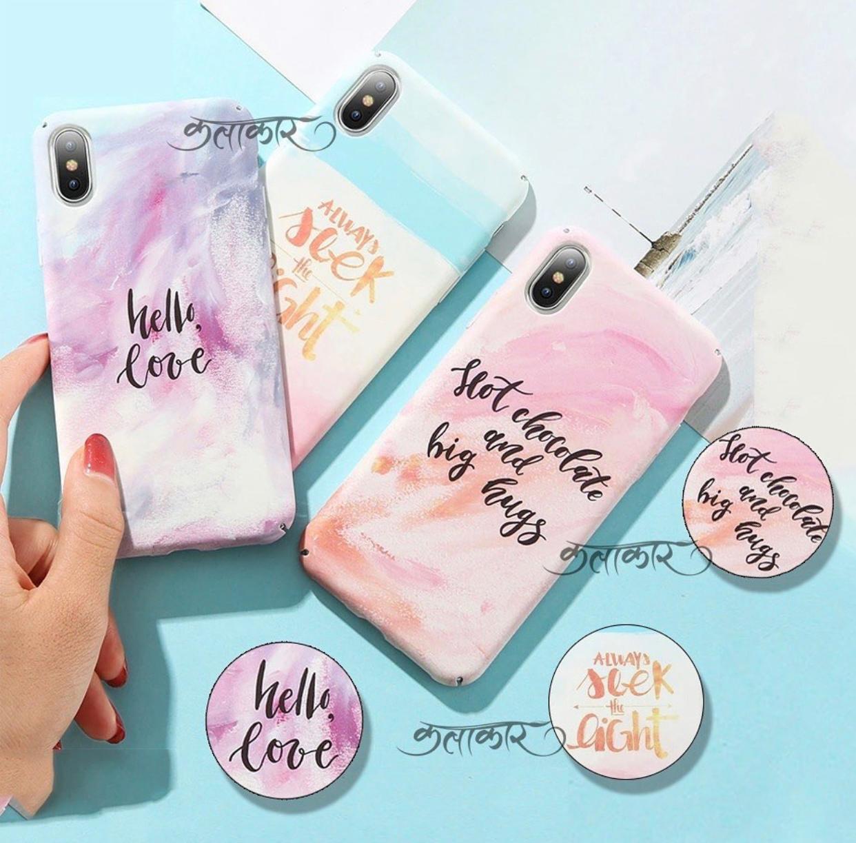 Hellow Love Typography Slim Case Cover With Holder - Kalakaar Indiaa