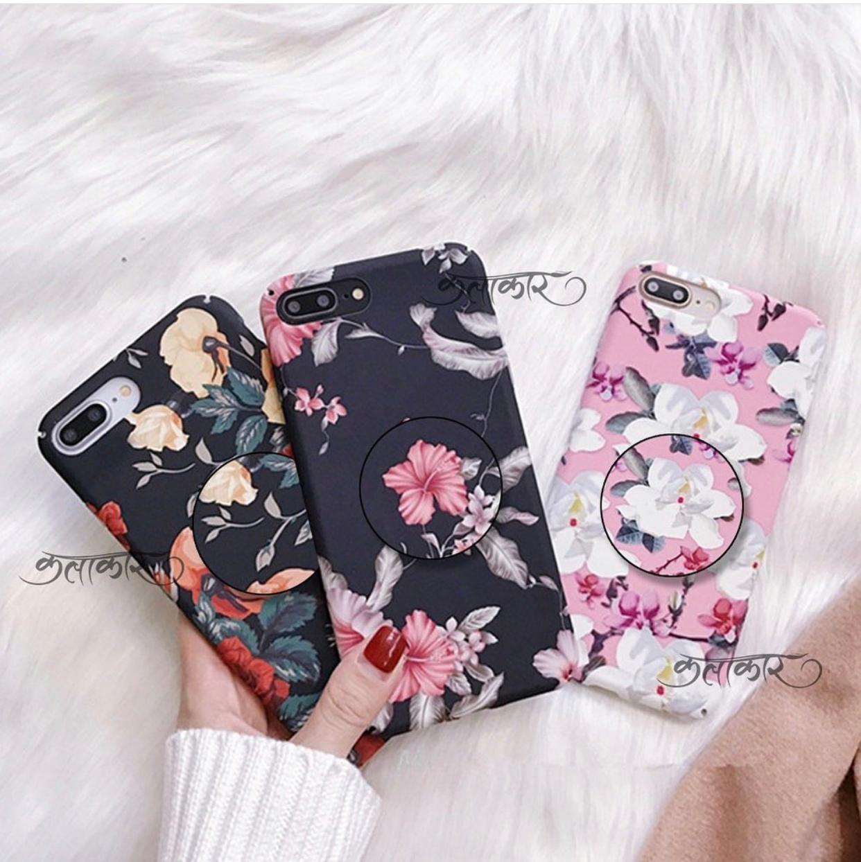 The Floral Threesome Slim Case Cover With Holder - Kalakaar Indiaa