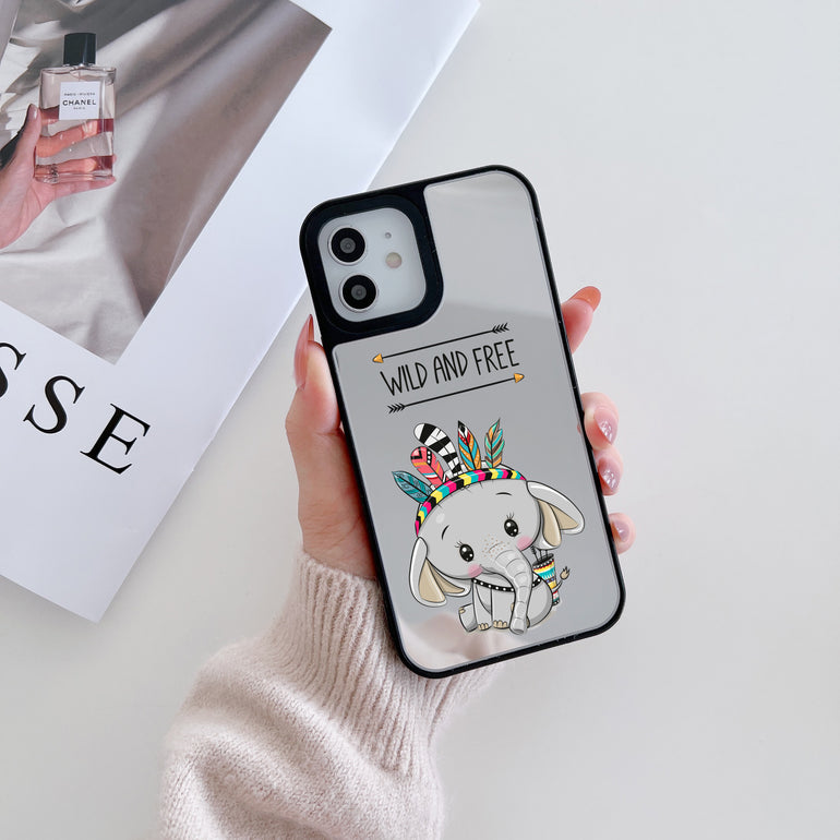 Reflective Mirror Designer Case for iPhone ( Cute Animal Pattern ) –  Kalakaar Indiaa