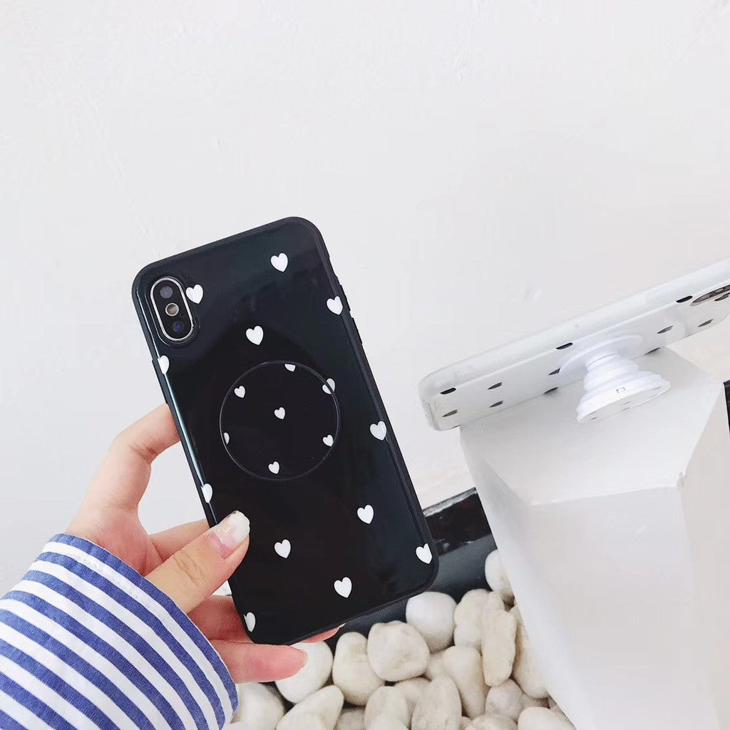 The Black And White Heart Pattern Slim Case Cover With Holder - Kalakaar Indiaa