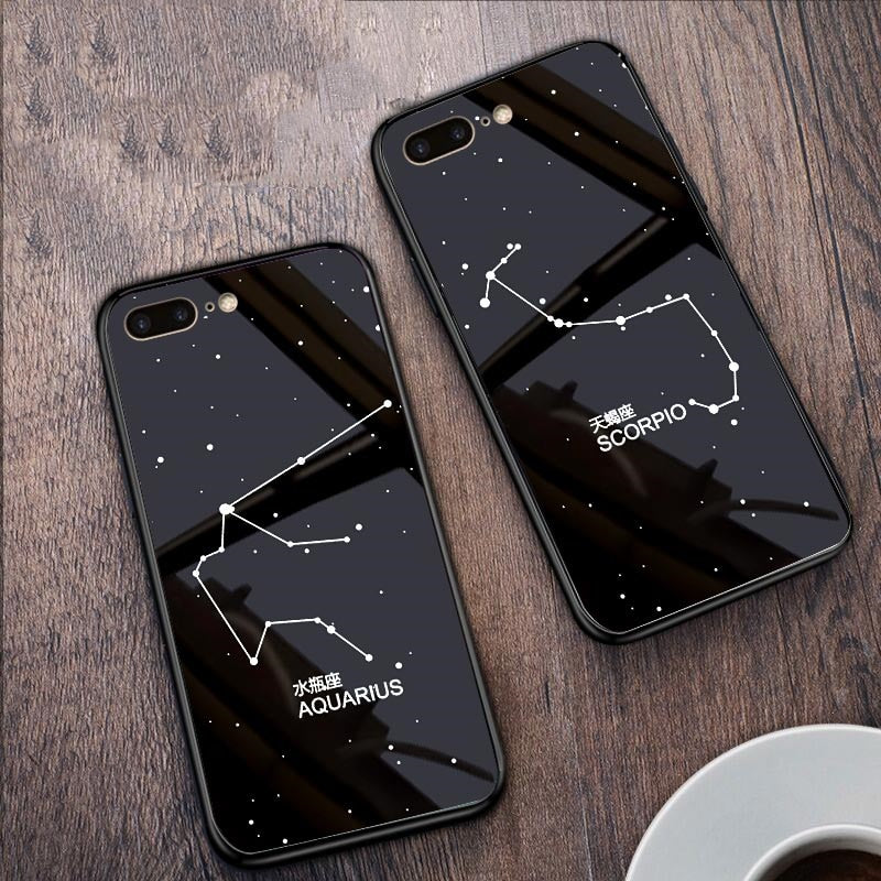 Zodiac Sign Constellation Pattern Glass Case Cover - Kalakaar Indiaa